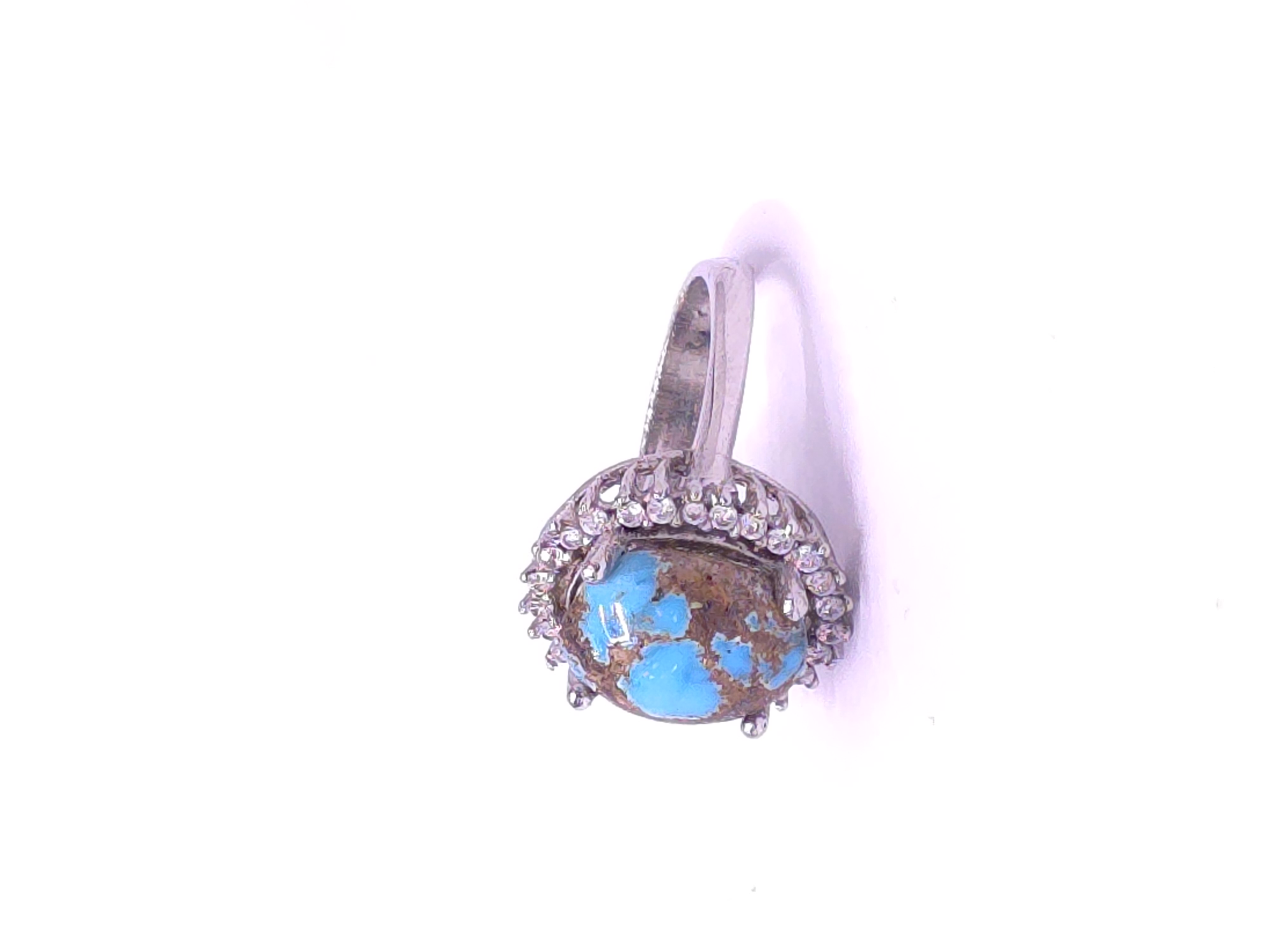 انگشتر زنانه نقره فیروزه نیشابوری (ابکاری طلاسفید عیار ۹۲۵)